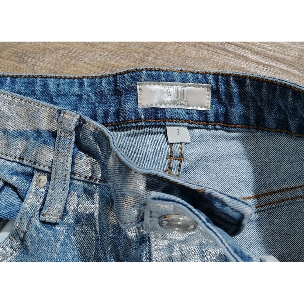 Kut From the Kloth Ashley Slouchy Barrel Jeans Womens Size 2 High Rise Metallic - Picture 8 of 11